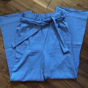 BCBGeneration • Stylish Flowy Blue Pants with Tie Belt